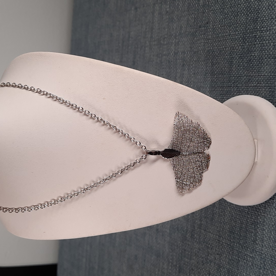 Ginkgo Biloba Tree Silver Leaf Pendant Necklace Chain Extender Natural Le 30$